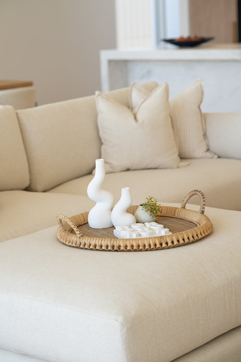 Mila Braided Round Tray - Natural
