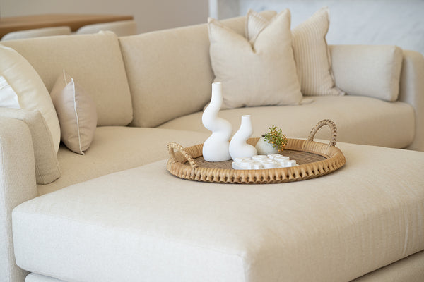 Mila Braided Round Tray - Natural
