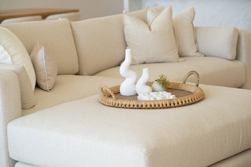 Mila Braided Round Tray - Natural