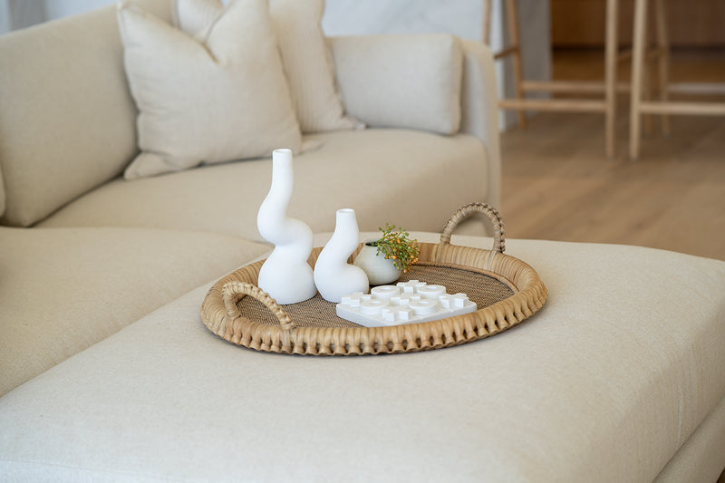 Mila Braided Round Tray - Natural