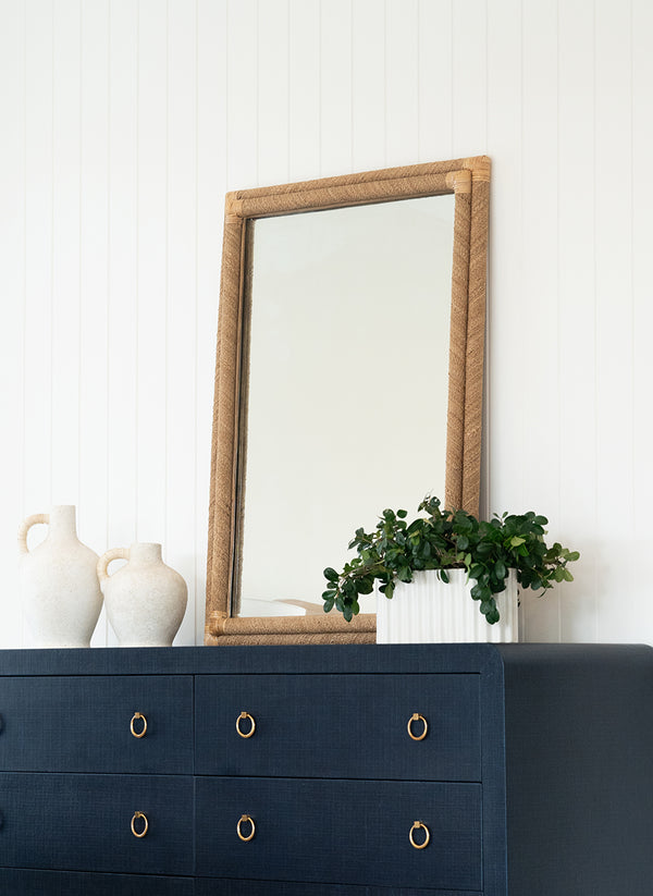 Chloe Natural Rope Mirror- Rectangular - 2 Rope Frame
