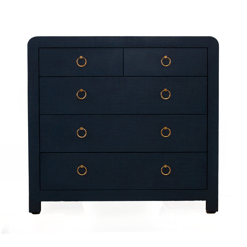 Newhaven 5-Drawer Dresser (Tallboy) -Navy Serrata Living Newhaven 5-Drawer Dresser (Tallboy) -Navy Serrata Living