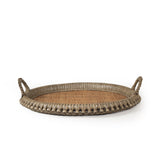 Mila Braided Round Tray - Grey
